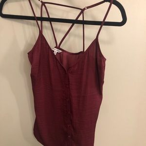 Sexy strappy back burgundy tank top